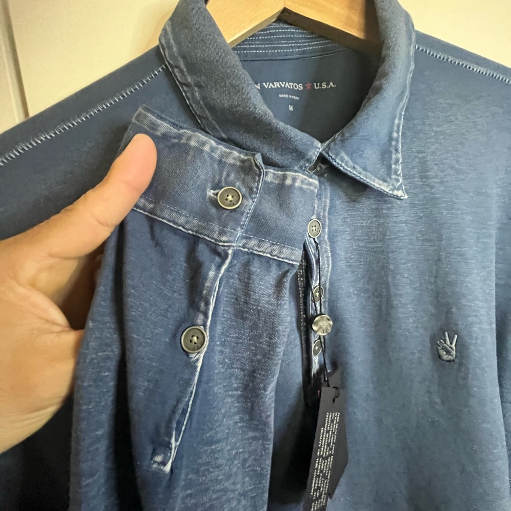 John Varvatos Star USA Polo Shirt Long Sleeve Blue “M” NWT - Picture 5 of 5
